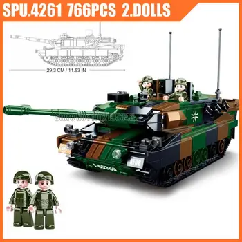 0839 766шт 2в1 Военный Леопард 2a5 Основной боевой танк Армейское оружие Мальчик Строительные Блоки Игрушечный кирпич