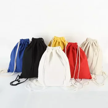 100 шт./лот, Рекламный рюкзак на шнурке, хлопчатобумажная сумка с пользовательским логотипом, Хозяйственная сумка для вещей/ хранения