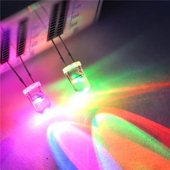 100шт RGB 7-Цветной светодиодный Светоизлучающий Диод 5 ММ Медленно Мигающий Круглый Головной фонарь Светодиодная лампа Супер Яркие Светодиоды Меняющие Мигание F5