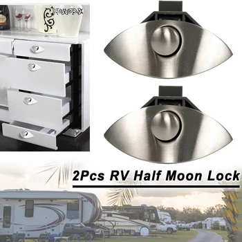 2 Предмета, замок для шкафа для кемпинга Half Moon, автомобиль-фургон, лодка, ящик для шкафа, Мебельная фурнитура, защелка без ключа, цинковый сплав