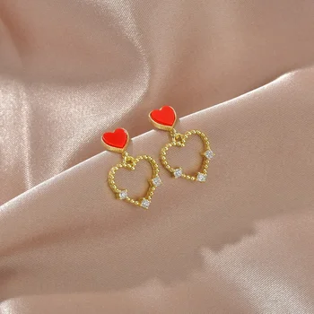 2021 Корейское новое сердце простые серьги с цирконом элегантные модные женские серьги для девочек вечерние ювелирные изделия подарки