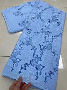 2022, Новейшее Африканское классическое Небесно-голубое кружевное вуалевое шитье с мягкой хлопчатобумажной швейцарской тканью, свадебное платье для вечеринки.