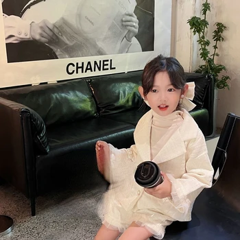 2023 Детская одежда, Новый Детский костюм в Корейском стиле, Пальто для детей среднего и старшего возраста, Комплект из двух предметов