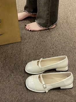 2023 Летняя Корейская Базовая Элегантная Однотонная обувь, женские удобные Винтажные туфли-лодочки на низком каблуке, Офисная Женская обувь Mary Janes, повседневная мода