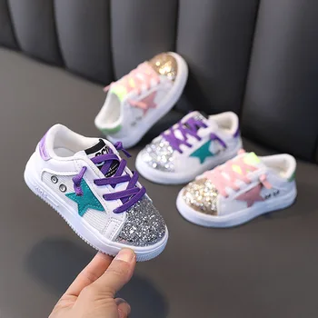 2023 Новая детская обувь, сверкающие кроссовки, обувь для мальчиков и девочек-звезд, Детская обувь на резиновой подошве, Детская обувь, модная детская обувь.