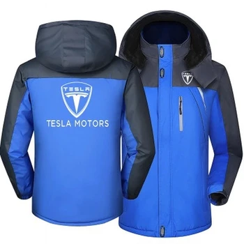 2023 Новая Зимняя Куртка Мужская С логотипом Tesla Motors Толстое Теплое пальто Мужская Ветрозащитная Верхняя одежда с капюшоном Повседневное Альпинистское пальто