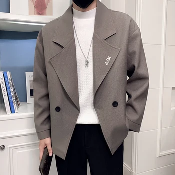 2023 Новая модная приталенная куртка с вышивкой на больших лацканах, приталенный джентльменский пиджак, мужской повседневный блейзер корейской версии бренда Tide