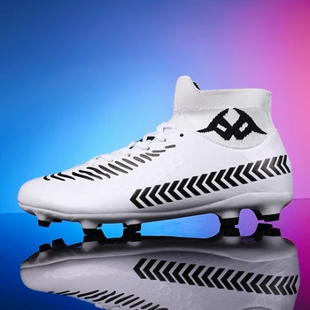 2023 Новая модная футбольная обувь для мужчин Шипы Женские футбольные бутсы Подростковые футбольные кроссовки с высоким берцем Футбольные бутсы с нескользящим покрытием