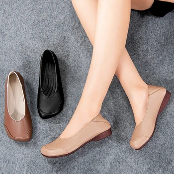 2023 Новый Простой дизайн, женские туфли на плоской подошве, Мягкие женские туфли с квадратным носком, винтажные туфли на плоской подошве, Женские повседневные туфли-лодочки, Ретро Обувь для отдыха для девочек