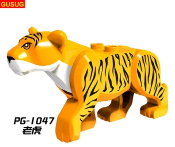 20ШТ PG1045-PG1048 Серия приключений в джунглях Леопард Тигр Белый Тигр Строительные блоки DIY Подарочные детские игрушки