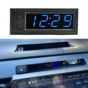 3 в 1 Светодиодный дисплей, светящиеся часы, термометр, вольтметр, Сигнализация внутренней температуры автомобиля, напряжения, детали интерьера автомобиля