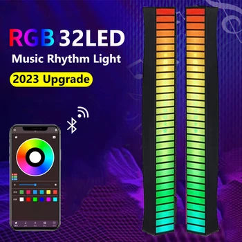 32led RGB Music Rhythm Light Bar, управление приложением, Перезаряжаемый музыкальный звук, Окружающий ночной свет для бара, автомобиля, телевизора, игрового декора.