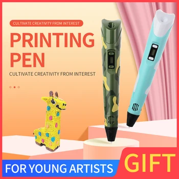 3D ручки для детей, Рождественский подарок на День рождения для девочек, 3D ручка для рисования с ЖК-экраном, совместимые игрушки из PLA нити для детей