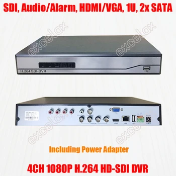 4-Канальный 1080P H.264 HD-SDI видеорегистратор С поддержкой 4-канальной камеры 1920х1080 2MP VLC SDI Аудиосигнализация 2x SATA HDD HDMI-совместимый VGA CVBS 1U