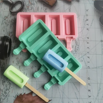 4-Луночные Силиконовые формы для мороженого, Инструменты для украшения тортов, выпечки, формы для кубиков льда, формы для мороженого своими руками, Десертный поднос, Формочки для эскимо