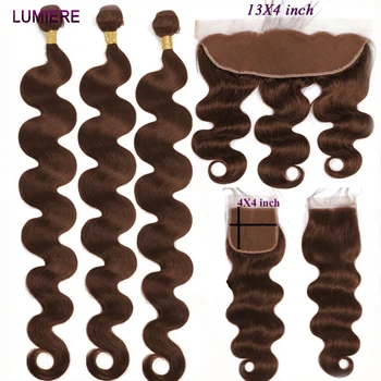# 4 Цвет Шоколадно-коричневый, бразильская объемная волна, пучки человеческих волос с застежкой, пучки человеческих волос цвета омбре с застежкой