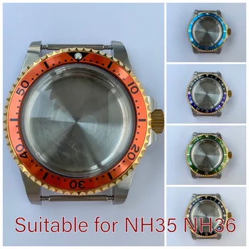 40-миллиметровые чехлы Для мужских часов, корпуса из нержавеющей стали, детали Подходят к механическому механизму nh35 / nh36, чтобы усовершенствовать корпус часов своими руками