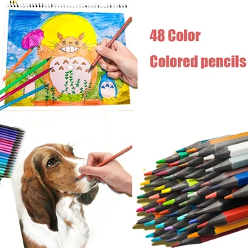48 цветных карандашей, профессиональные водорастворимые масляные карандаши 24/36/48, мягкие краски для рисования, канцелярские принадлежности для рисования