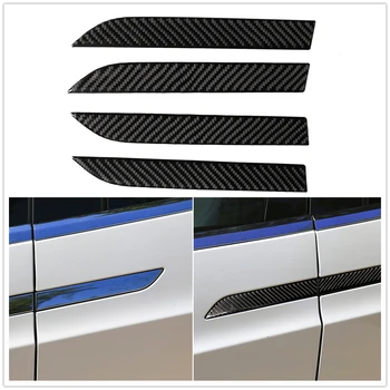 4ШТ Наклейка на внешнюю дверную ручку автомобиля из углеродного волокна, накладка на панель, накладка на молдинг для Tesla модель X 2016-2023