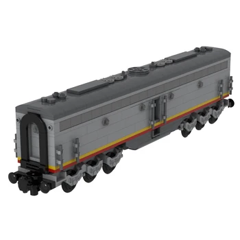 587шт + MOC-48077 6 широких Железнодорожных Вагонов Santa Fe EMD E8B (B-Unit) Строительные блоки Модели, разработанные count_of_brick
