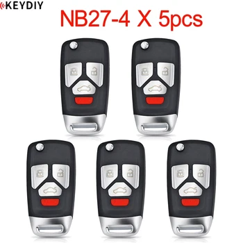 5ШТ X NB27-4 KEYDIY Универсальный дистанционный ключ для KD900/URG200/KD-X2/KD-MAX Для Audi Style 4 кнопки