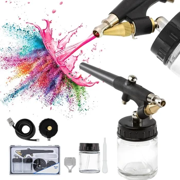 6x Мини-Аэрограф-Распылитель Kit Hobby Paint Starter Tools Set Одинарного Действия 0,8 мм 15-50PSI 20CC Черный