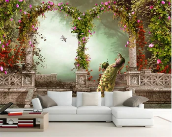 Beibehang Пользовательские 3D обои Павлин римская колонна телевизор диван фон настенные обои украшение дома обои papel de parede