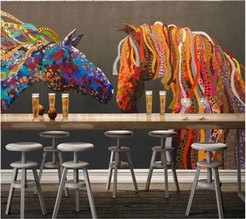 beibehang Пользовательские обои 3d фреска ручная роспись цветная абстрактная лошадь ТВ фон стены гостиной обои 3d из папье-маше
