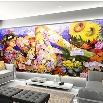 beibehang Пользовательские обои 3d фреска ручная роспись современное искусство цветочная гроздь абстрактные цветы красота фон 3d обои фреска