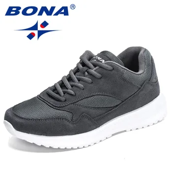 BONA 2023 Новые дизайнерские Кроссовки из дышащей сетки и замши, Повседневная обувь для мужчин, Классическая Обувь, пользующаяся спросом, Мужская обувь для ходьбы
