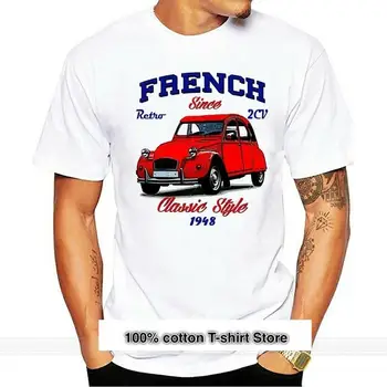 Camiseta Vintage de algodón para hombre, camisa de moda de verano, talla europea, 2CV, coche francés