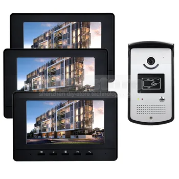 DIYSECUR 7-дюймовый Видеодомофон Дверной Звонок Система внутренней связи домашней безопасности RFID Светодиодная Камера ночного видения RFID Считыватель