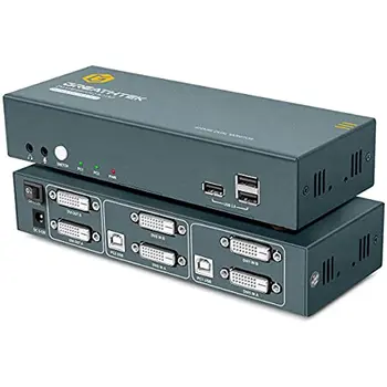 DVI KVM-коммутатор с 2 портами 2 входа 2 выхода Поддержка двойного монитора с комплектом кабелей Поддержка 4K при 30 Гц 1080P при 60 Гц с кабелями 2USB и 4 кабелями DVI