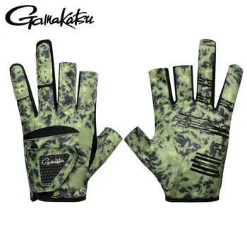Gamakatsu Перчатки для ловли нахлыстом с тремя пальцами, противоскользящие, с защитой от ультрафиолета, Перчатки без пальцев, дышащие Спортивные перчатки для кемпинга и велоспорта