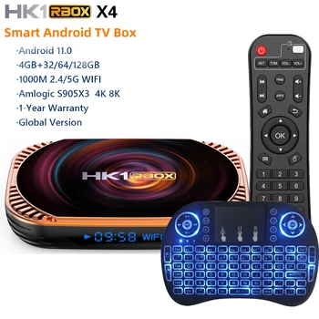 HK1 RBOX X4 Android 11 Amlogic S905X4 Smart TV BOX 4K 8K BT 4GB 32/64/128gb 2.4G & 5G Wifi 1000M Медиаплеер TVBOX Телеприставка