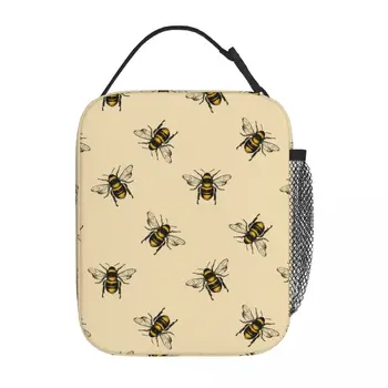 Honey Bee Винтажные Пчелы Термоизолированная сумка для ланча Многоразового использования Коробка для Бенто Кулер Термос для еды