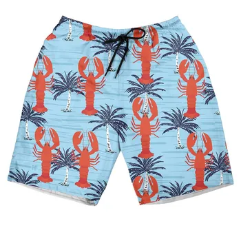 HX Модные Короткие гавайские короткие брюки с рисунком лобстера и пальмы Летние Повседневные Шорты Harajuku Прямая поставка мужской одежды