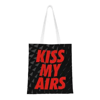 Kiss My Airs Сумки для покупок из бакалеи, напечатанные на заказ, холщовая сумка для покупок, большая вместительная портативная сумка