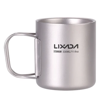 Lixada 330 мл, Титановая чашка для воды с двойными стенками, Кофейная Чайная Кружка для дома, кемпинга, пеших прогулок, альпинизма, Пикника