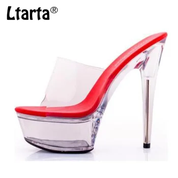 LTARTA 2021 Модели, Пикантные Босоножки на платформе на шпильке 15 см, Прозрачные Туфли С кристаллами, Свадебные Туфли На Высоком Каблуке LFD