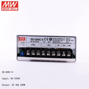 MEAN WELL SD-200C-5 Вход 36 ~ 72 В постоянного тока до 5 В постоянного тока 200 Вт DC-DCПреобразователь Импульсный Источник питания 48 В до 5 В 40A Преобразователь Трансформатор SMPS