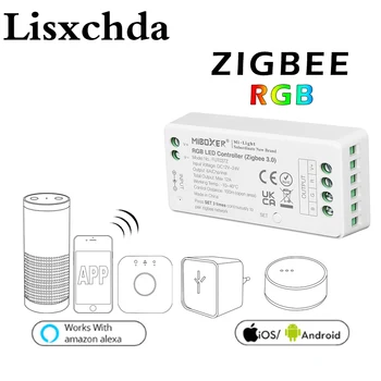 MiBox DC12-24V RGB Zigbee Smart LED Strip Controller Голосовое Управление Работа с Echo Plus SmartThings ZIGBEE 3.0 HUB