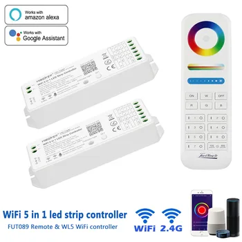 Miboxer WL5 WiFi 5 в 1 Контроллер Светодиодной Ленты с Пультом Дистанционного Управления FUT089 Для Светодиодной Ленты RGBW RGB + CCT 2.4G Remote WiFi APP Voice Control