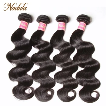 Nadula Hair 4 Пучка Перуанских Объемных Волнистых Волос 100% Человеческие Волосы Плетет 8-30 дюймов Натуральный Цвет Remy Наращивание Волос