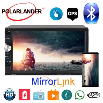 PolarLander 7-дюймовое Автомобильное Радио Видео Mirrorlink 2 Din Авторадио С GPS Carplay HD Сенсорный Экран ISO Bluetooth Для Apple Android
