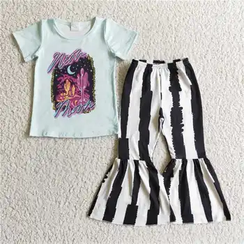 RTS Новый дизайн без moq детская бутик-одежда комплекты детской одежды для девочек западная одежда