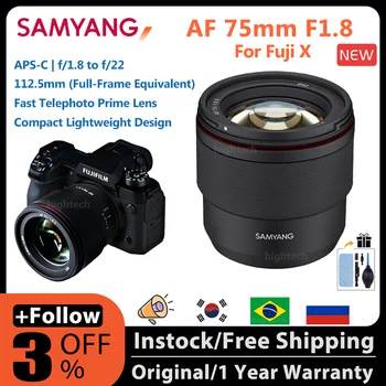 Samyang AF 75mm F1.8 Fuji Lens Компактный Объектив с автоматической Фокусировкой Для камеры Fujifilm X Mount Типа T3 X T4 XT10 X T20 X T30 X-A10 X-pro