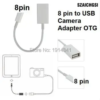SZAICHGSI 8-контактный Разъем к USB-разъему OTG Адаптер 8-контактный Кабель Для iPhone 7 6 5 для iPad 4 Mini Air Белого Цвета оптом 100шт