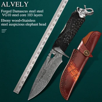 VG10 Нож с фиксированным лезвием из дамасской стали для выживания в военном стиле, для кемпинга на открытом воздухе, практичный тактический охотничий нож с деревянной ручкой, edc инструмент