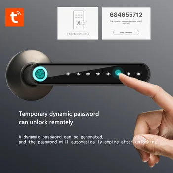 WAFU WF-016 Tuya Smart Электронный Дверной Замок с отпечатками пальцев Smart Bluetooth Password Handle Lock Поддержка Разблокировки приложения iOS / Android